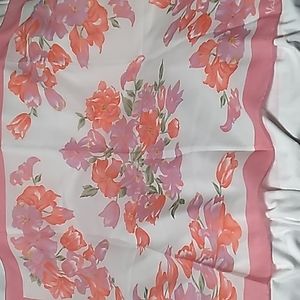 Vintage Valentina Fiore white & pink flowers scarf 30 x 31 inches
